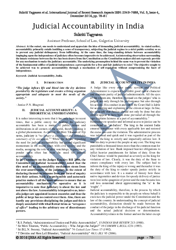 (PDF) Judicial Accountability in India International Journal of