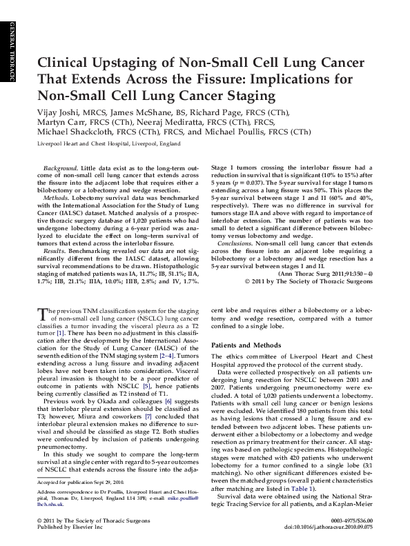 (PDF) Clinical Upstaging of Non-Small Cell Lung Cancer That Extends ...