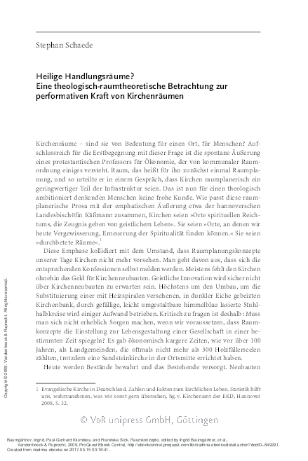 Heilige Handlungsräume? Eine theologisch-raumtheoretische Betrachtung zur performativen Kraft von Kirchenräumen