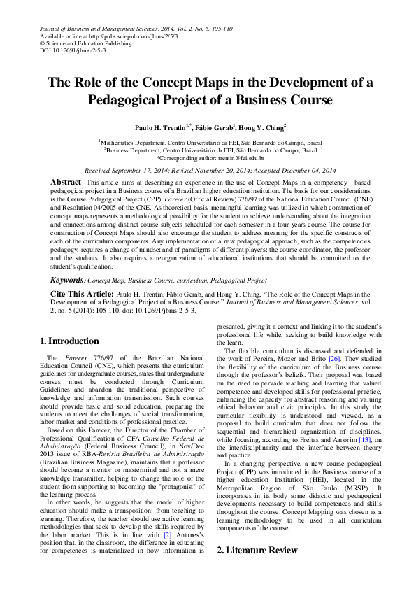 (PDF) The Role of the Concept Maps in the Development of a Pedagogical ...