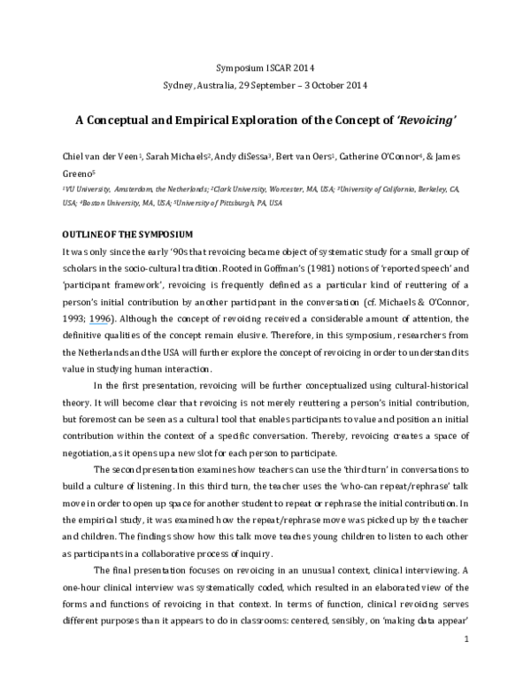 (PDF) A conceptual and empirical exploration of the concept of 'revoicing