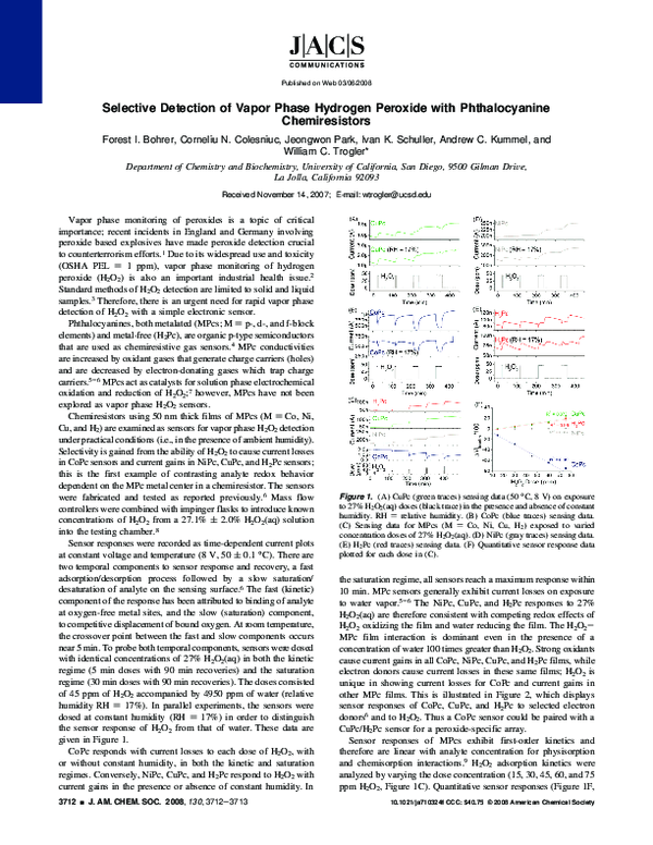 (PDF) Selective Detection of Vapor Phase Hydrogen Peroxide with ...