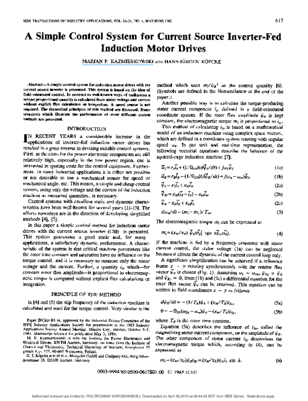 (PDF) A Simple Control System for Current Source Inverter-Fed Induction ...