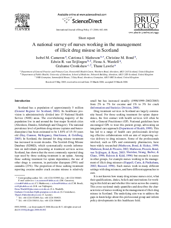 (PDF) A national survey of nurses working in the management of illicit ...