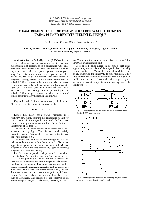 (PDF) Measurement of ferromagnetic tube wall thickness using pulsed ...