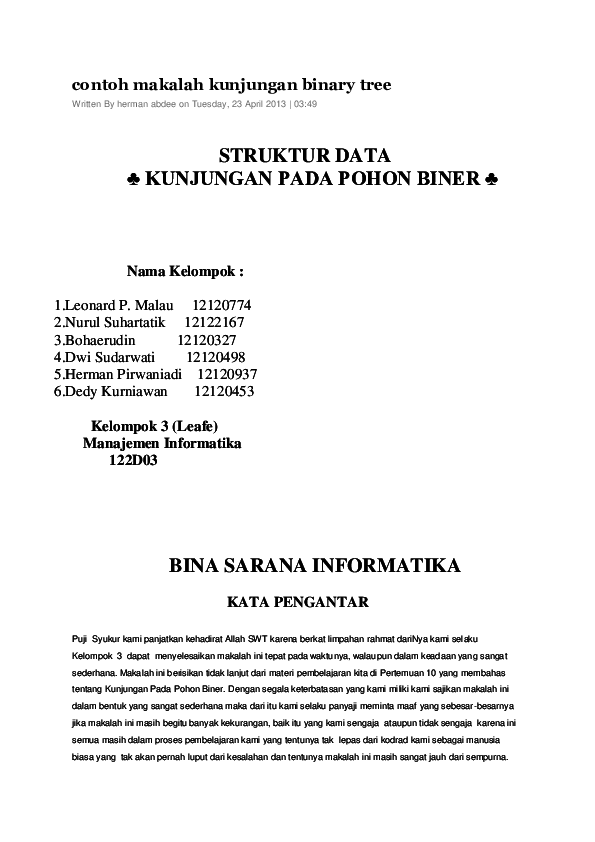 (DOC) Contoh makalah kunjungan binary tree