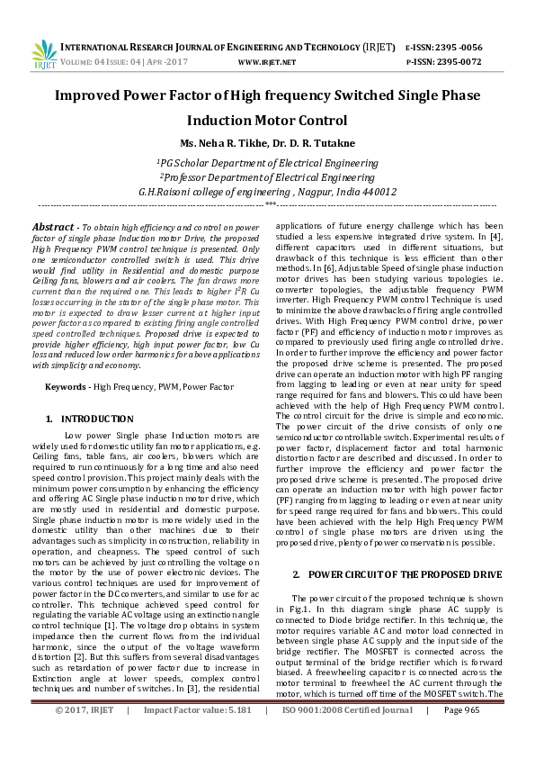 (PDF) Improved Power Factor of High frequency Switched Single Phase ...