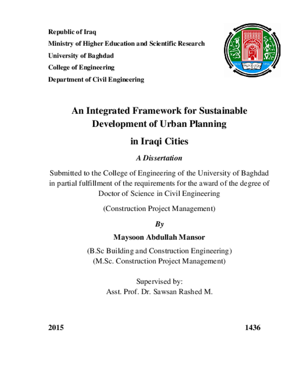 (PDF) An Integrated Framework for Sustainable Development of Urban ...