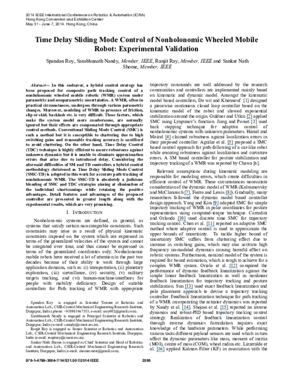 (PDF) Time Delay Sliding Mode Control of nonholonomic wheeled mobile ...