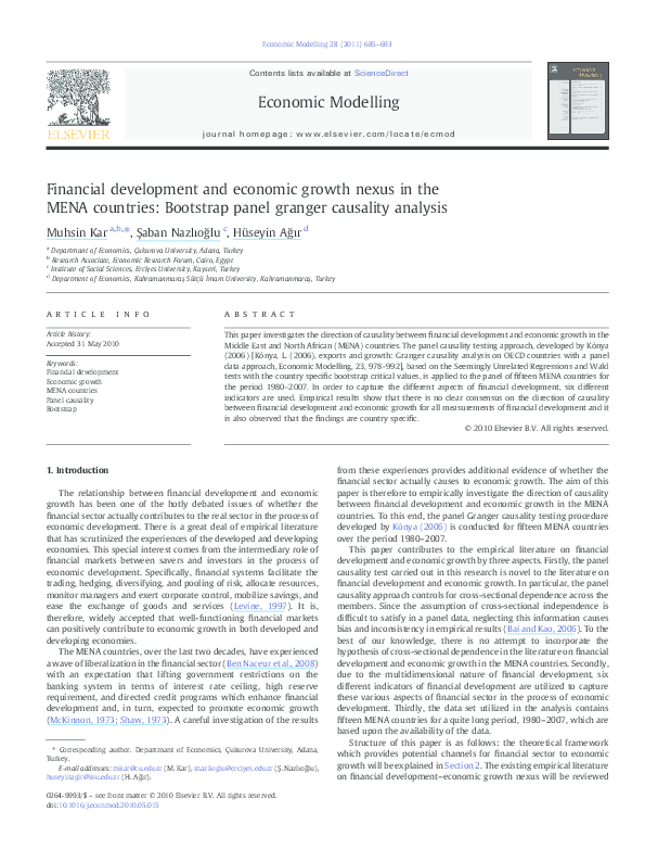 (PDF) Financial development and economic growth nexus in the MENA ...