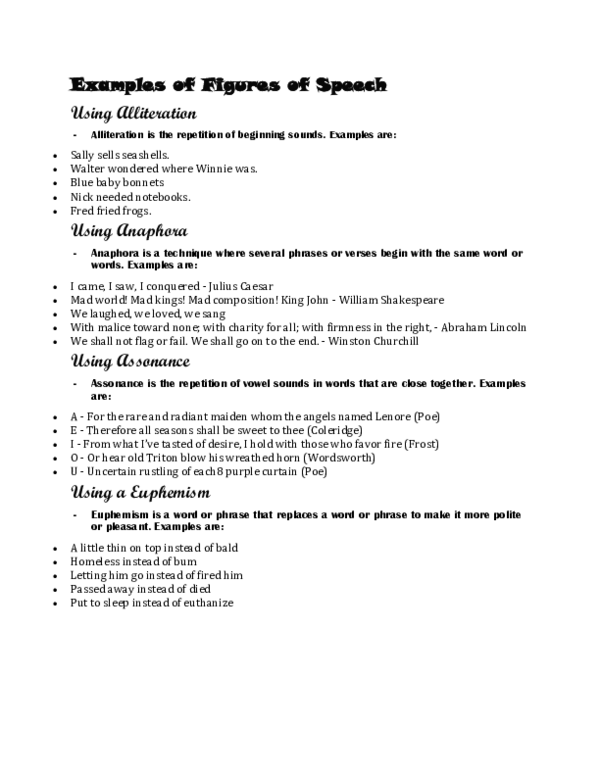 (DOC) Examples of Figures of Speech Dave Pocson Academia.edu