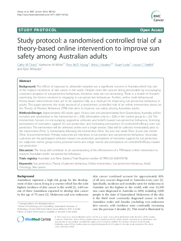 (PDF) Study protocol: a randomised controlled trial of a theory-based ...