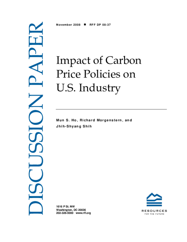 (PDF) Impact of Carbon Price Policies on U.S. Industry