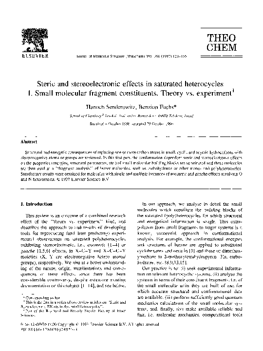 (PDF) Steric and stereoelectronic effects in saturated heterocycles I ...