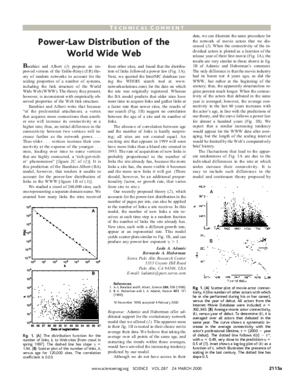 (PDF) Power-Law Distribution of the World Wide Web