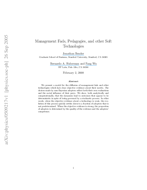 (PDF) Management Fads, Pedagogies and Soft Technologies