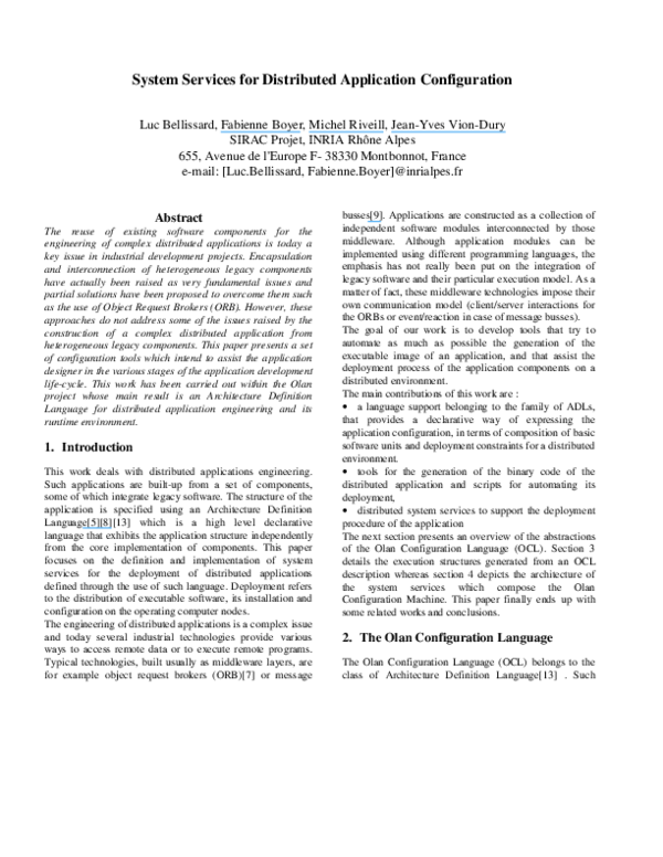 (PDF) System services for distributed application configuration
