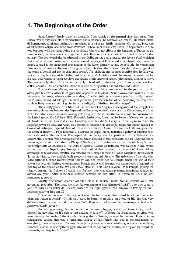 The Beginnings of the Order