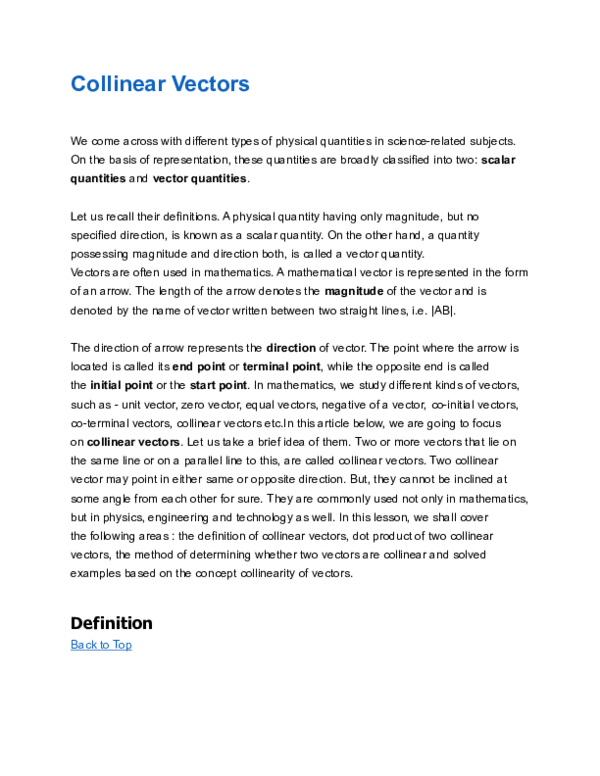 (DOC) Collinear Vectors