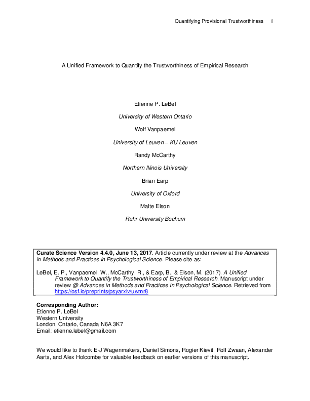 Pdf A Unified Framework To Quantify The Trustworthiness Of Empirical