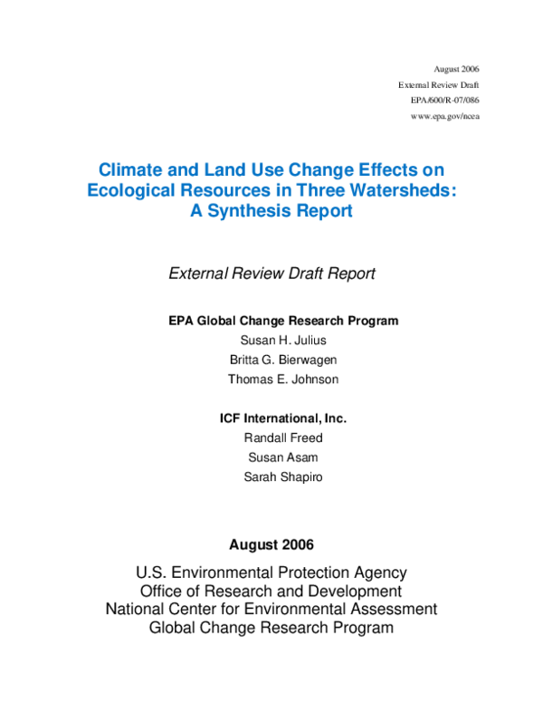 (PDF) Climate and Land Use Change Effects on Ecological Resources in ...