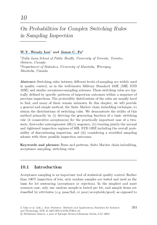(PDF) On Probabilities for Complex Switching Rules in Sampling Inspection