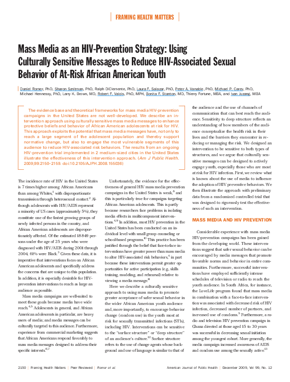 (PDF) Mass Media as an HIV-Prevention Strategy: Using Culturally ...