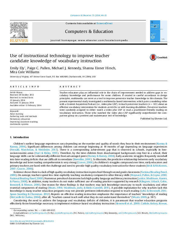 (PDF) Use of instructional technology to improve teacher candidate ...