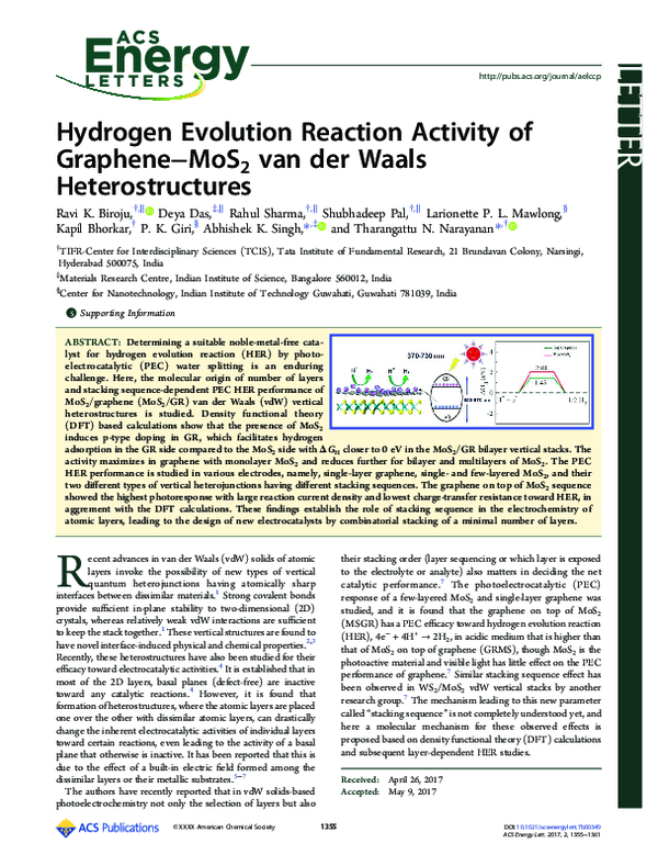 Hydrogen Evolution Reaction Activity of Graphene−MoS 2 van der Waals ...