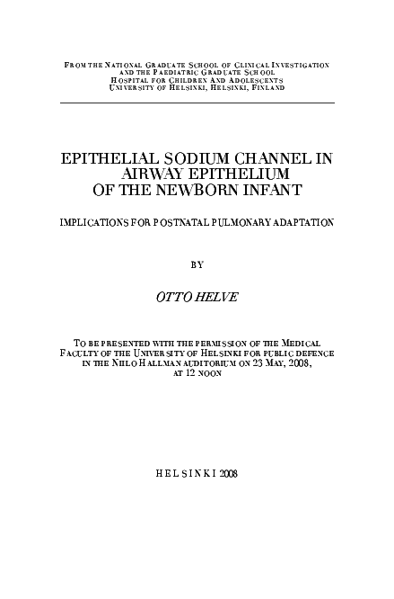 (PDF) Epithelial sodium channel in airway epithelium of the newborn ...
