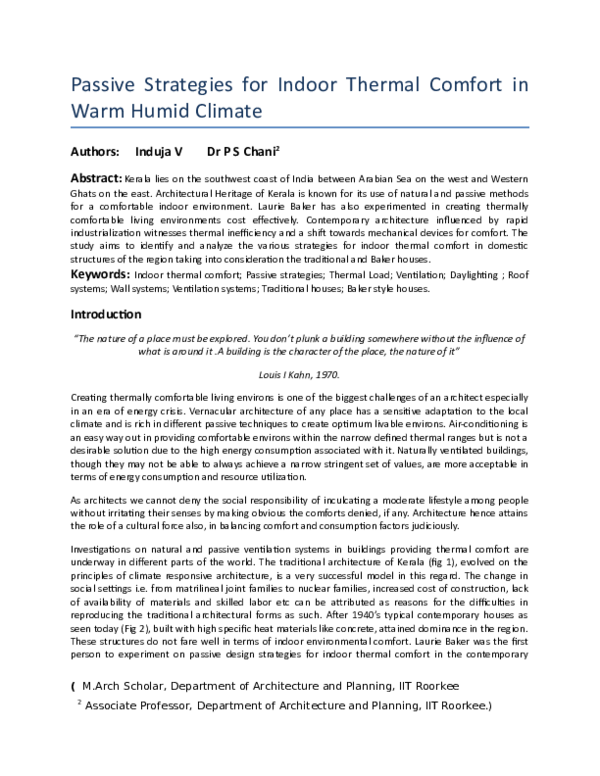 (DOC) Passive Strategies for Indoor Thermal Comfort in Warm Humid Climate