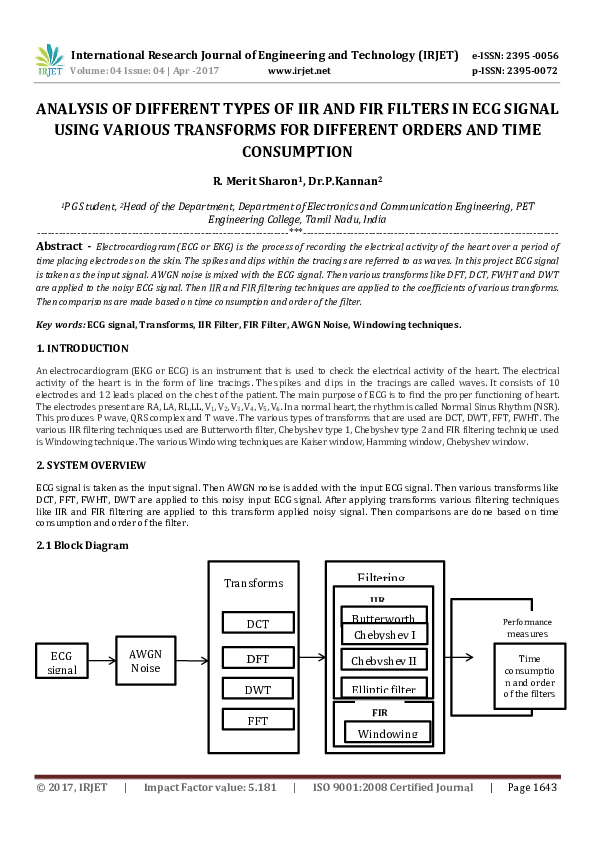 (PDF) ANALYSIS OF DIFFERENT TYPES OF IIR AND FIR FILTERS IN ECG SIGNAL ...