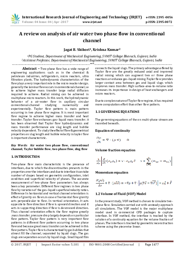 (PDF) A review on analysis of air water two phase flow in conventional ...