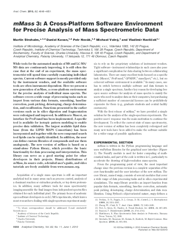 (PDF) mMass 3: A Cross-Platform Software Environment for Precise ...