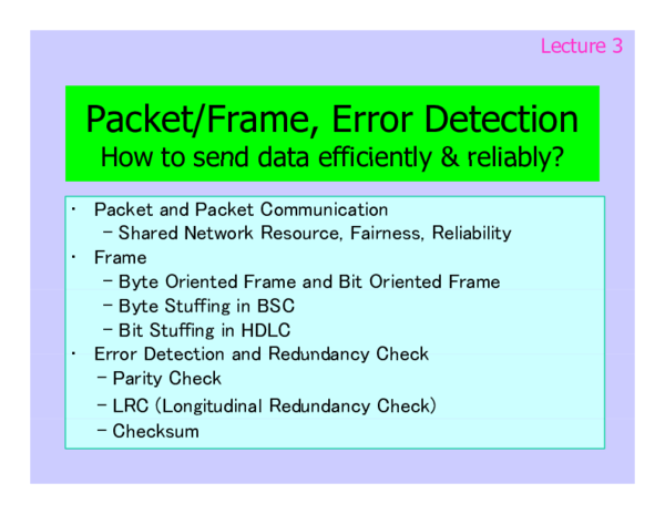 (PDF) LN 1.1.3 Packet Frame, Error Detection