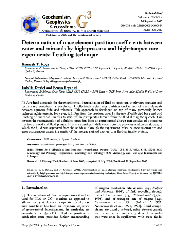 (PDF) Determination of trace element partition coefficients between