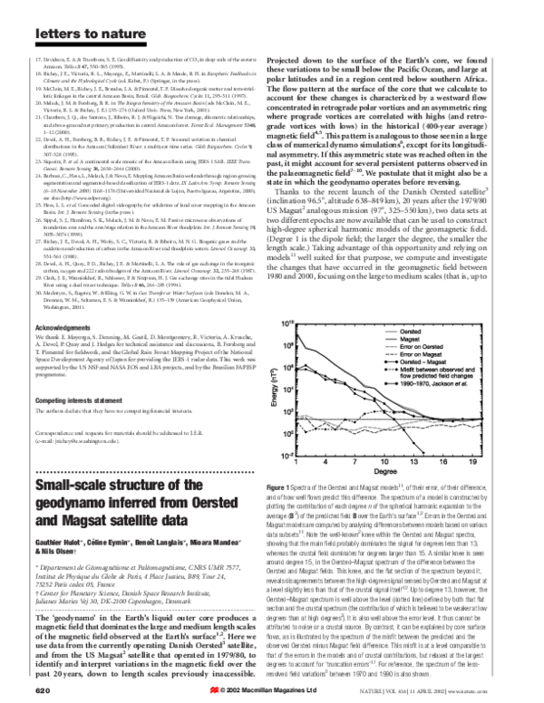 (PDF) Small-scale structure of the geodynamo inferred from Oersted and ...