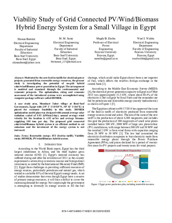 (PDF) Viability Study of Grid Connected PV/Wind/Biomass Hybrid Energy ...