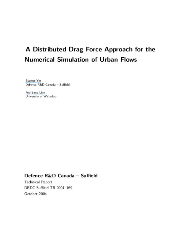 (PDF) A Distributed Drag Force Approach for the Numerical Simulation of ...