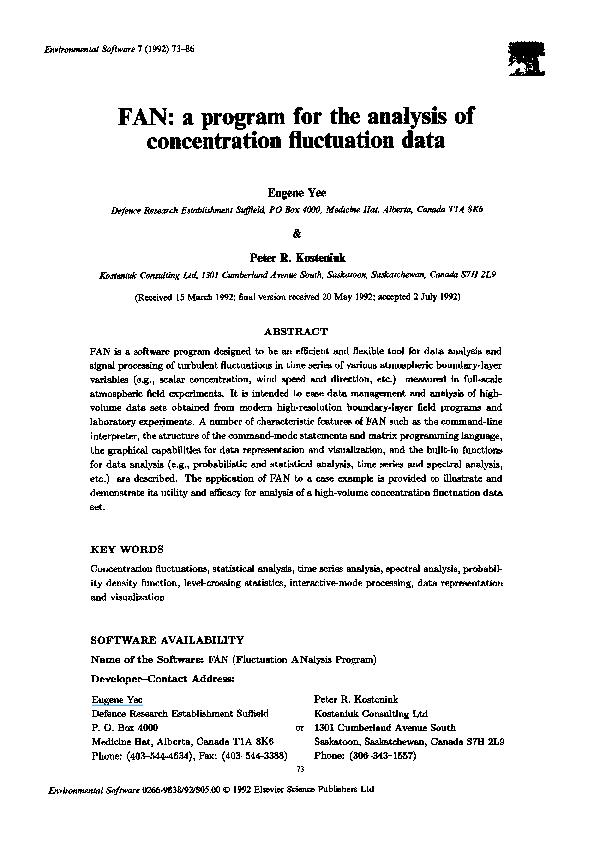 (PDF) FAN: a program for the analysis of concentration fluctuation data