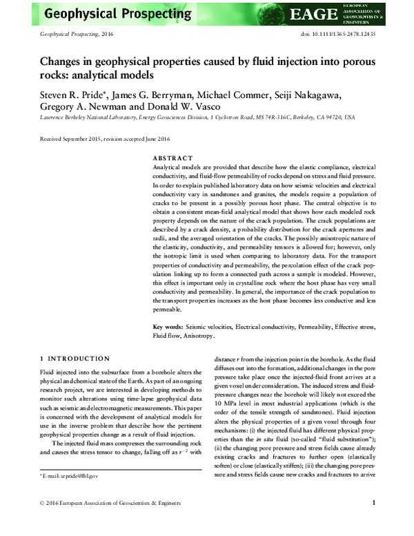(PDF) Changes in geophysical properties caused by fluid injection into ...