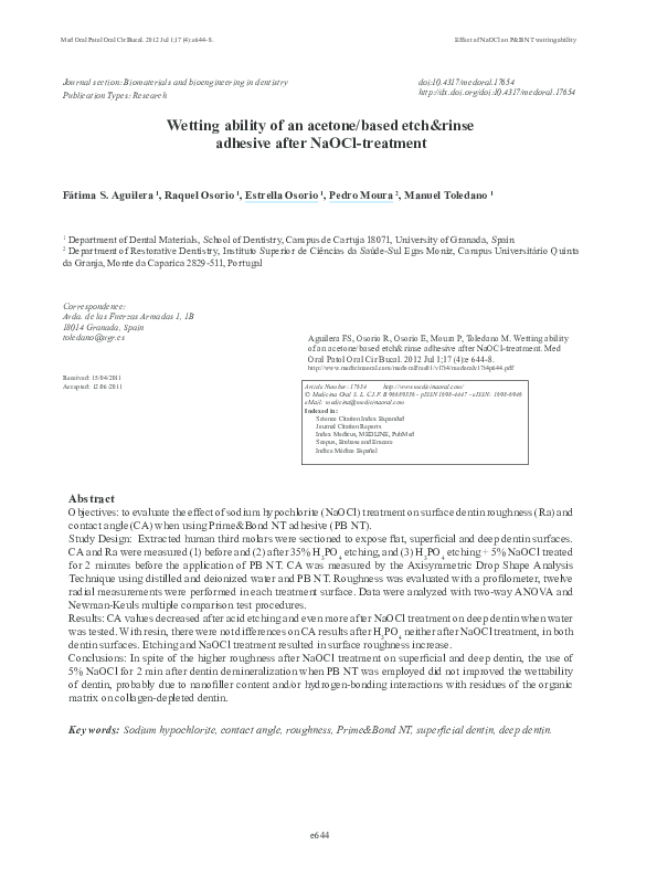 (PDF) Wetting ability of an acetone/based etch rinse adhesive after ...