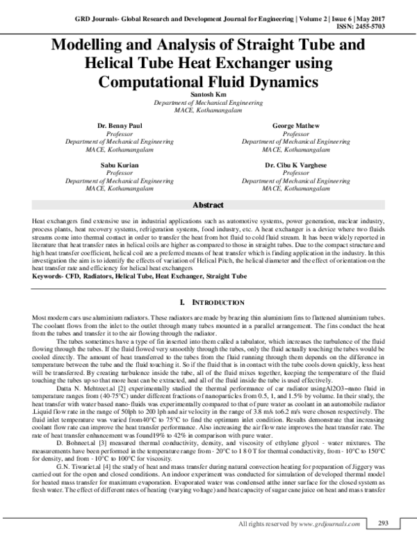 (PDF) Modelling and Analysis of Straight Tube and Helical Tube Heat ...