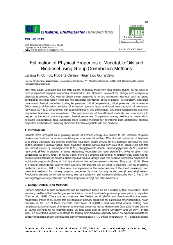 (PDF) Estimation of Physical Properties of Vegetable Oils and Biodiesel ...