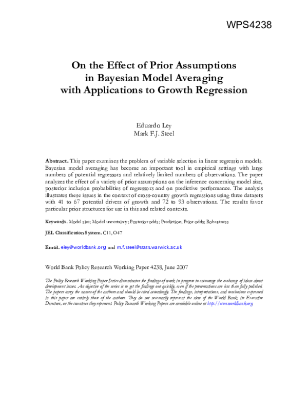 (PDF) On the effect of prior assumptions in Bayesian model averaging ...