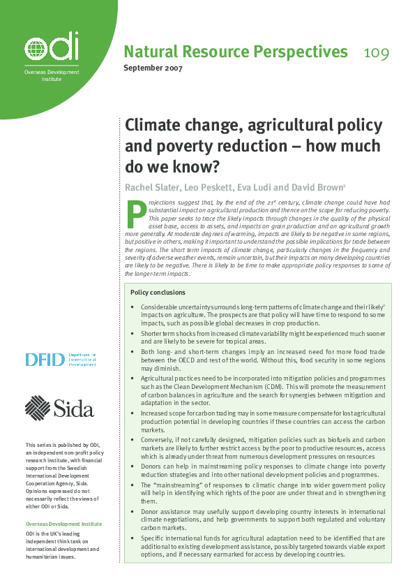 (PDF) Climate change, agricultural policy and poverty reduction how