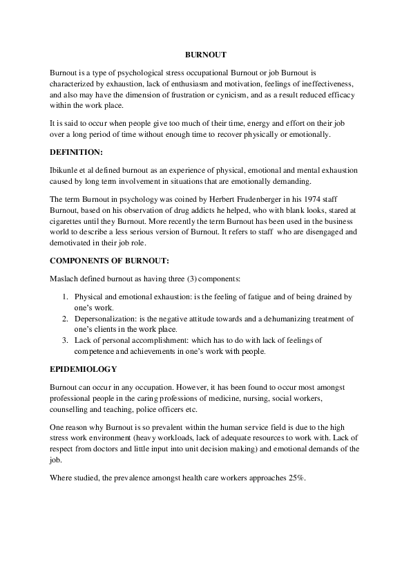 (DOC) BURNOUT
