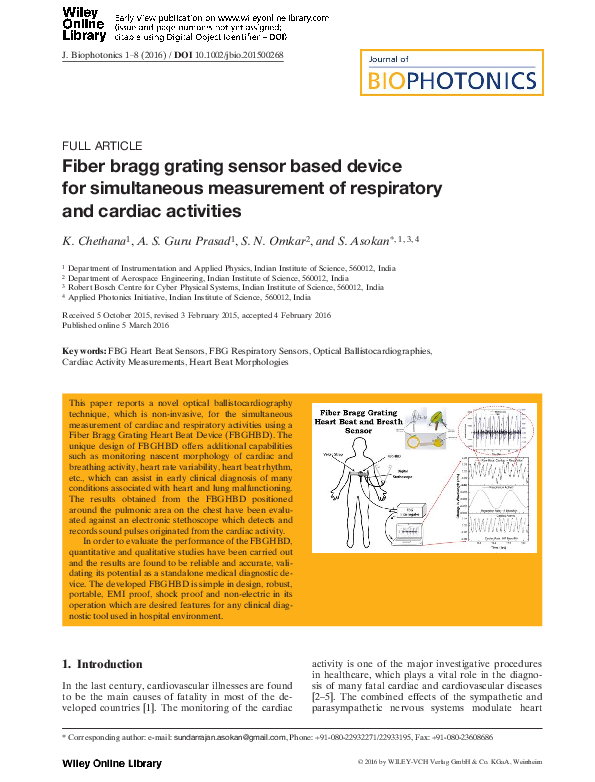 (PDF) Fiber bragg grating sensor based device for simultaneous ...