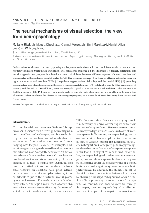 (PDF) The neural mechanisms of visual selection: the view from ...