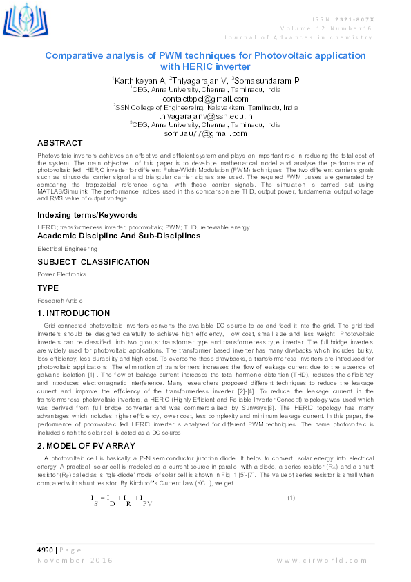 (PDF) Comparative analysis of PWM techniques for Photovoltaic ...